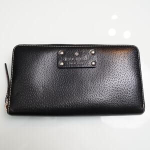 Kate Spade Black Leather Zip Around Wallet